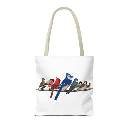Birds on a Branch Tote Bag 16"x16" Blue Jay Cardinal Robin for Bird Lovers