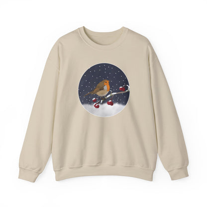 Robin on a Winter Branch Christmas Bird Sweatshirt