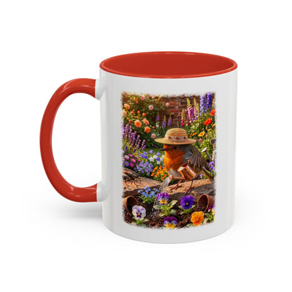 Robin Rosi Watering Flowers Mug for Bird Lovers