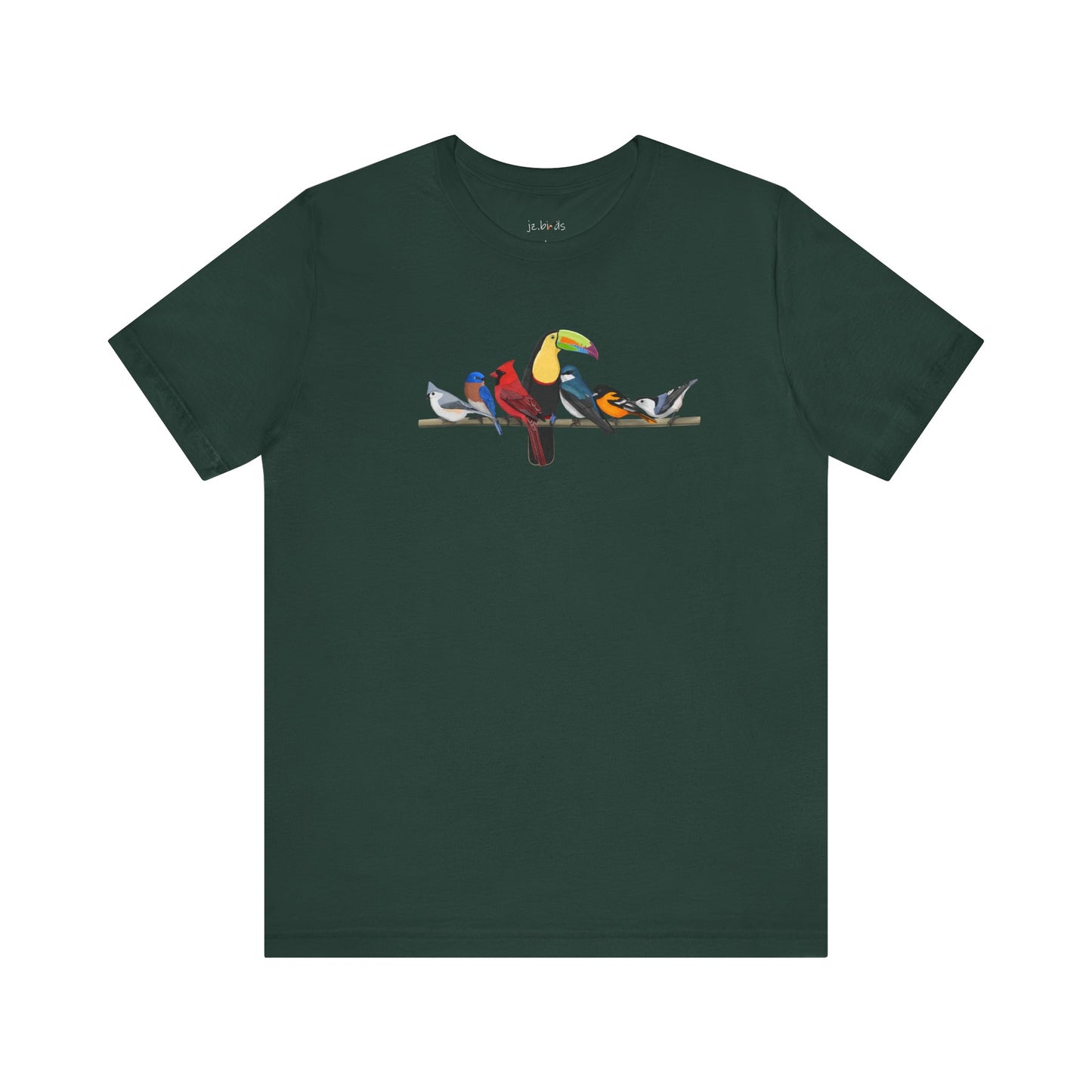 Birds on a Branch Toucan Cardinal Oriole Bluebird Tree Swallow Bluebird Birding & Birdwatching T-Shirt