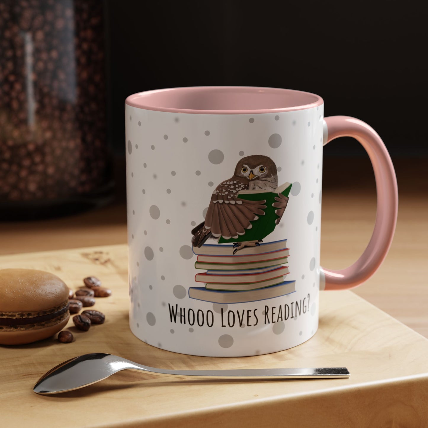 Whooo Loves Reading Owl Teacher Mug – Two-Tone Librarian & Book Lover Cup