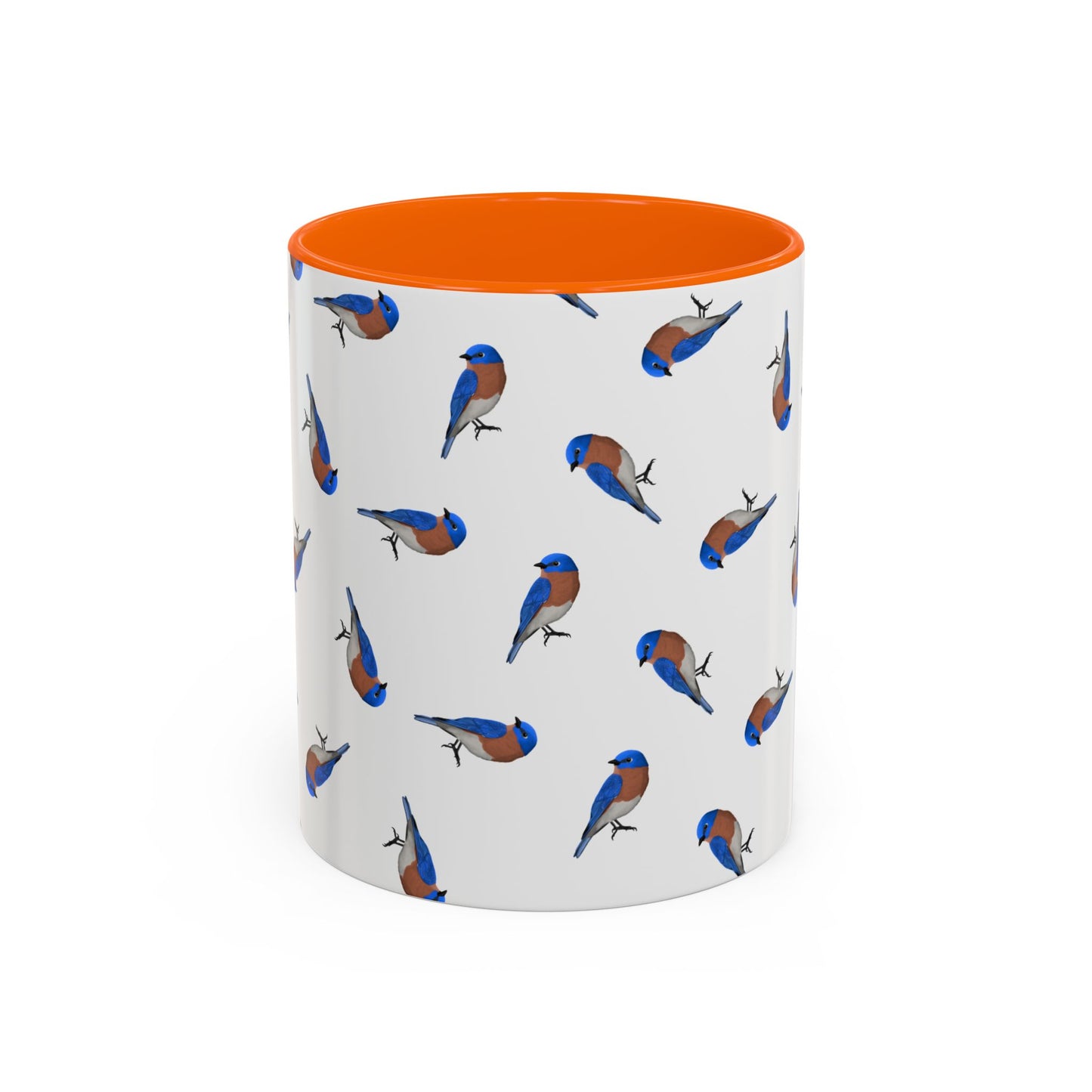 Bluebird All-Over Pattern Accent Mug | Colorful Bird Lover Gift for Birdwatchers