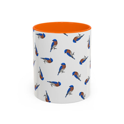 Bluebird All-Over Pattern Accent Mug | Colorful Bird Lover Gift for Birdwatchers