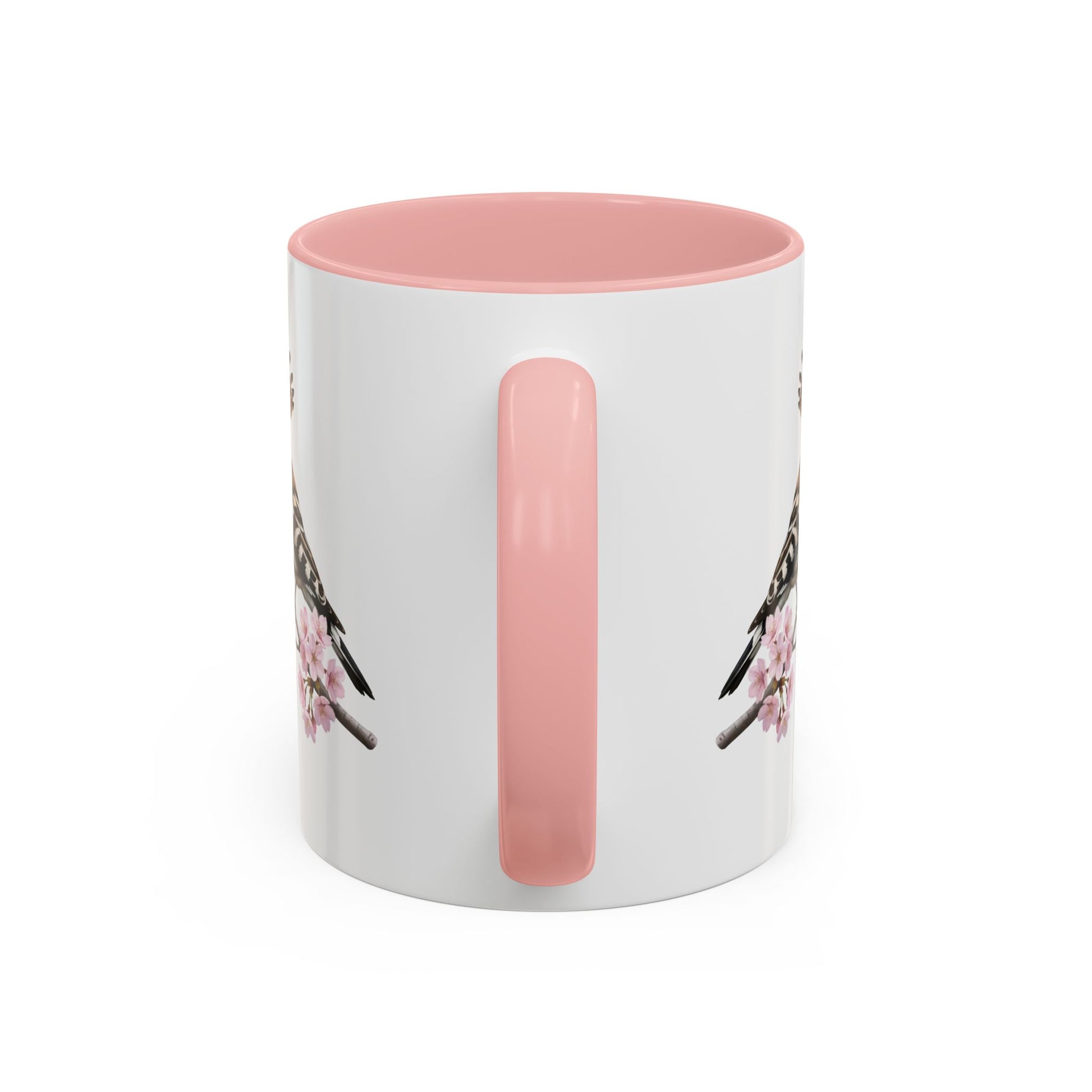 Hoopoe Cherry Blossom Mug | Pink Ceramic Coffee Cup for Bird Lovers – 11oz,