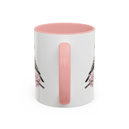 Hoopoe Cherry Blossom Mug | Pink Ceramic Coffee Cup for Bird Lovers – 11oz,