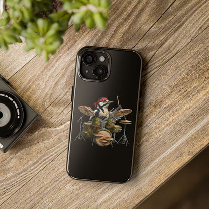 Woodpecker with Drums iPhone Case – Premium Tough Phone Cover Black