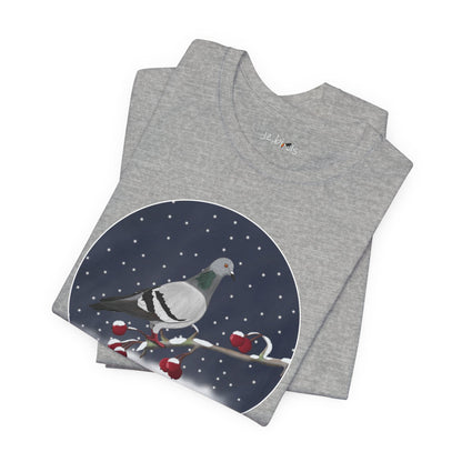 Pigeon on a Winter Branch Birdwatcher Christmas Bird T-Shirt