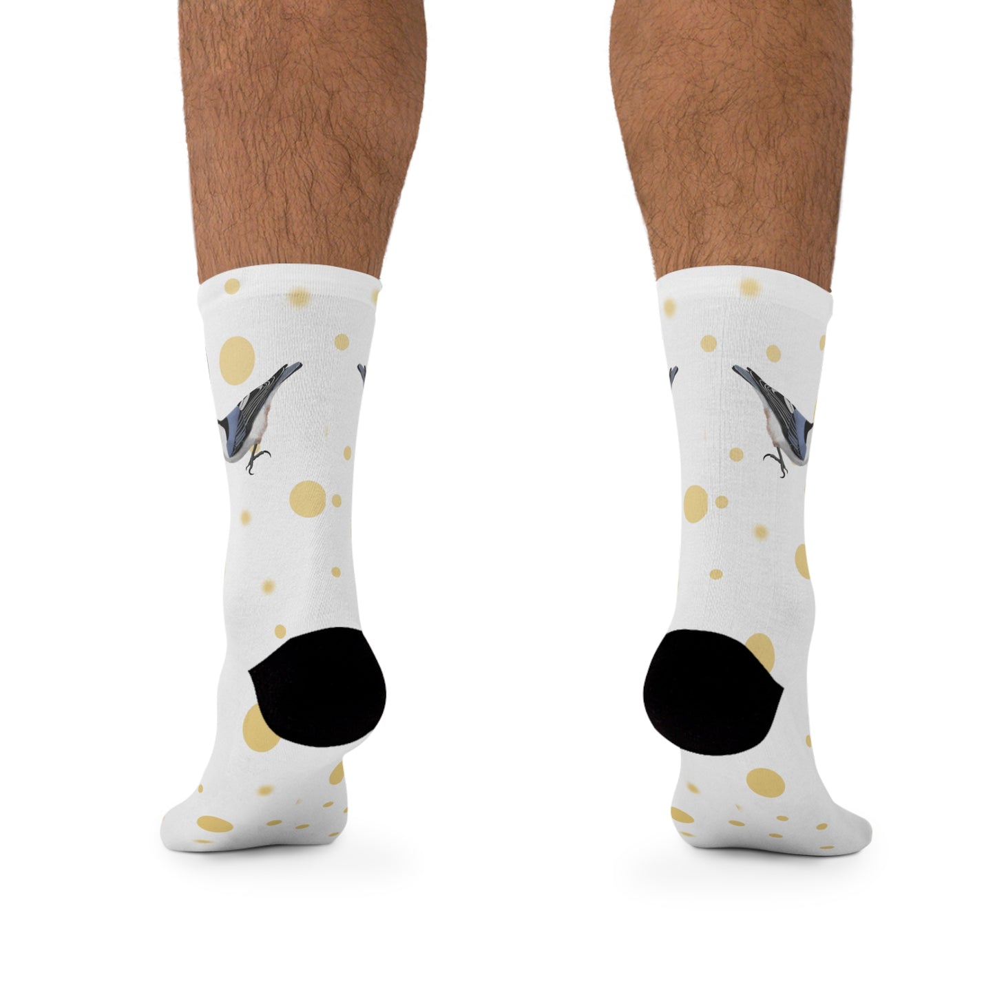 Nuthatch with Golden Dots Birding & Birdwatching Bird Socks White