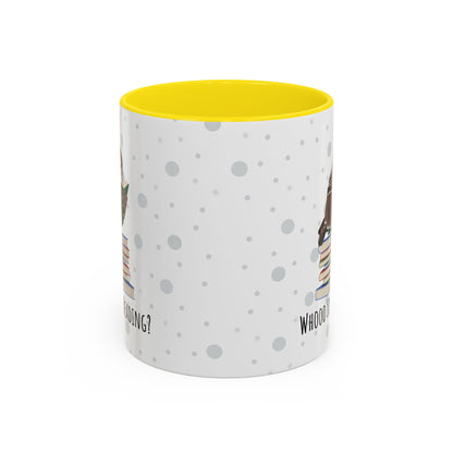 Whooo Loves Reading Owl Teacher Mug – Two-Tone Librarian & Book Lover Cup