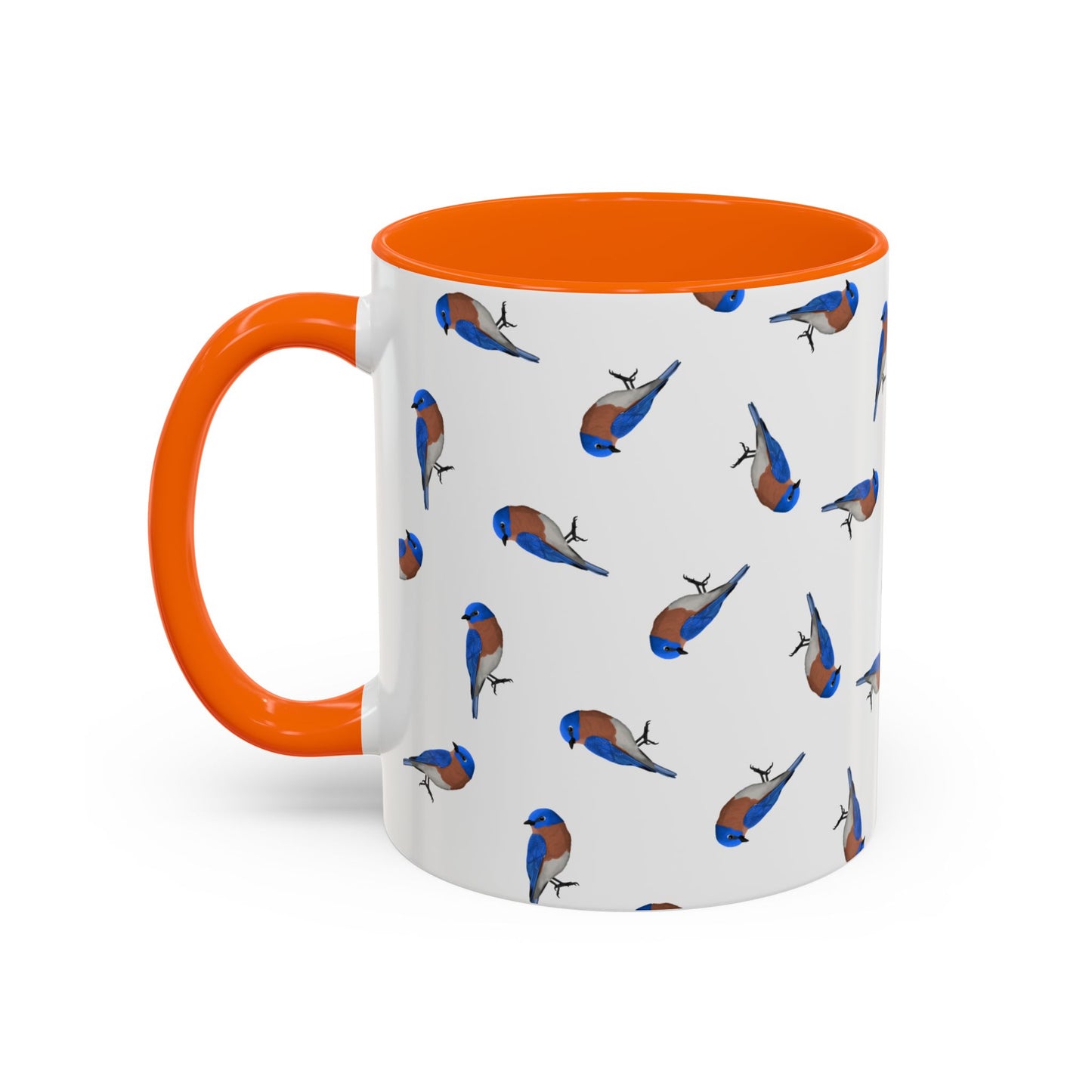 Bluebird All-Over Pattern Accent Mug | Colorful Bird Lover Gift for Birdwatchers