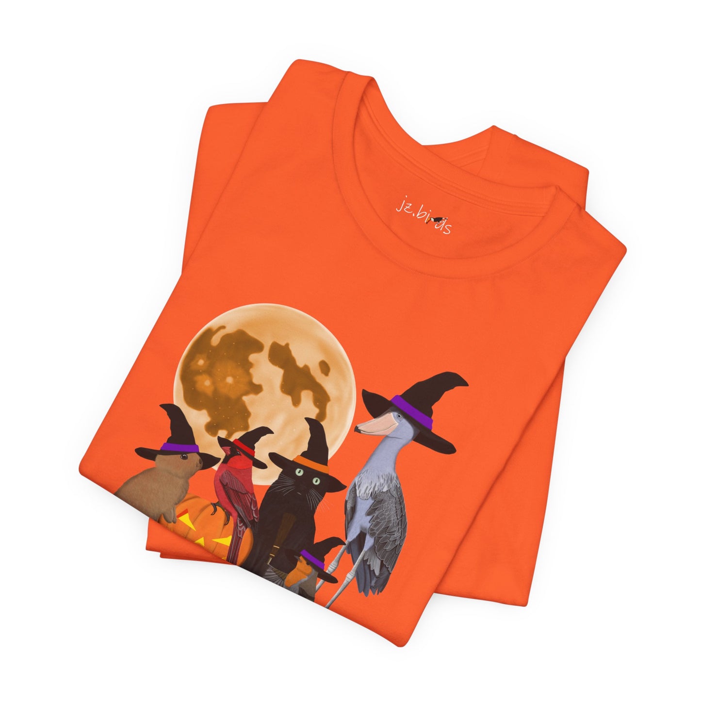 Cardinal Robin Shoebill with Cat and Bunny Halloween Bird T-Shirt