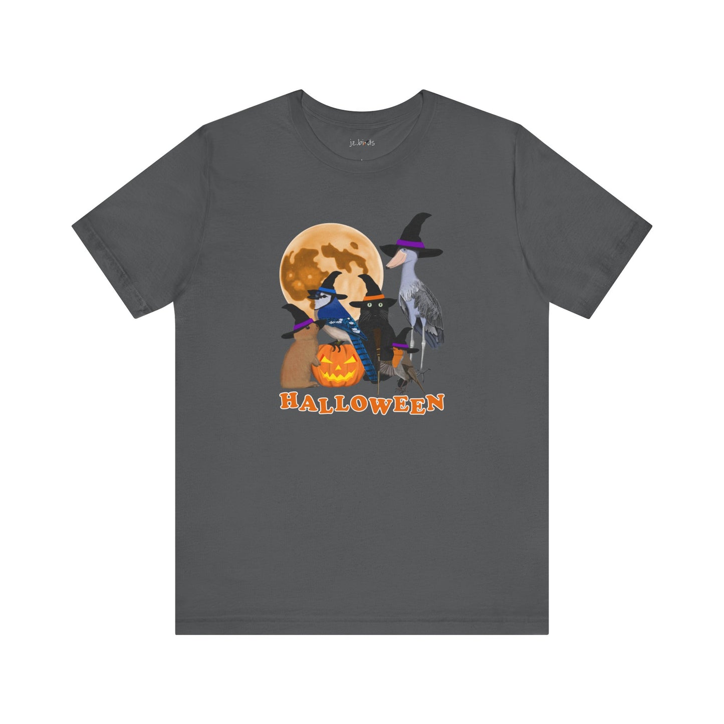 Blue Jay Robin Shoebill with Cat and Bunny Halloween Bird T-Shirt