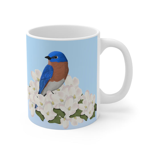 bluebird bird apple blossoms mug