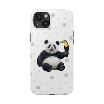 Cute Panda Bear with a Toucan Animal iPhone Case - Dual-Layer PC/TPU Protective Cover for iPhone