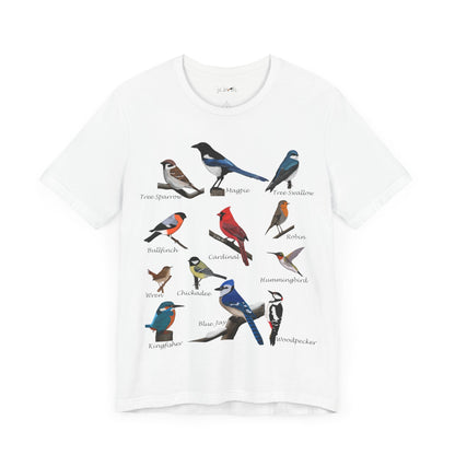 Garden Birds Blue Jay Cardinal Robin Chickadee Birding & Birdwatching Bird T-Shirt
