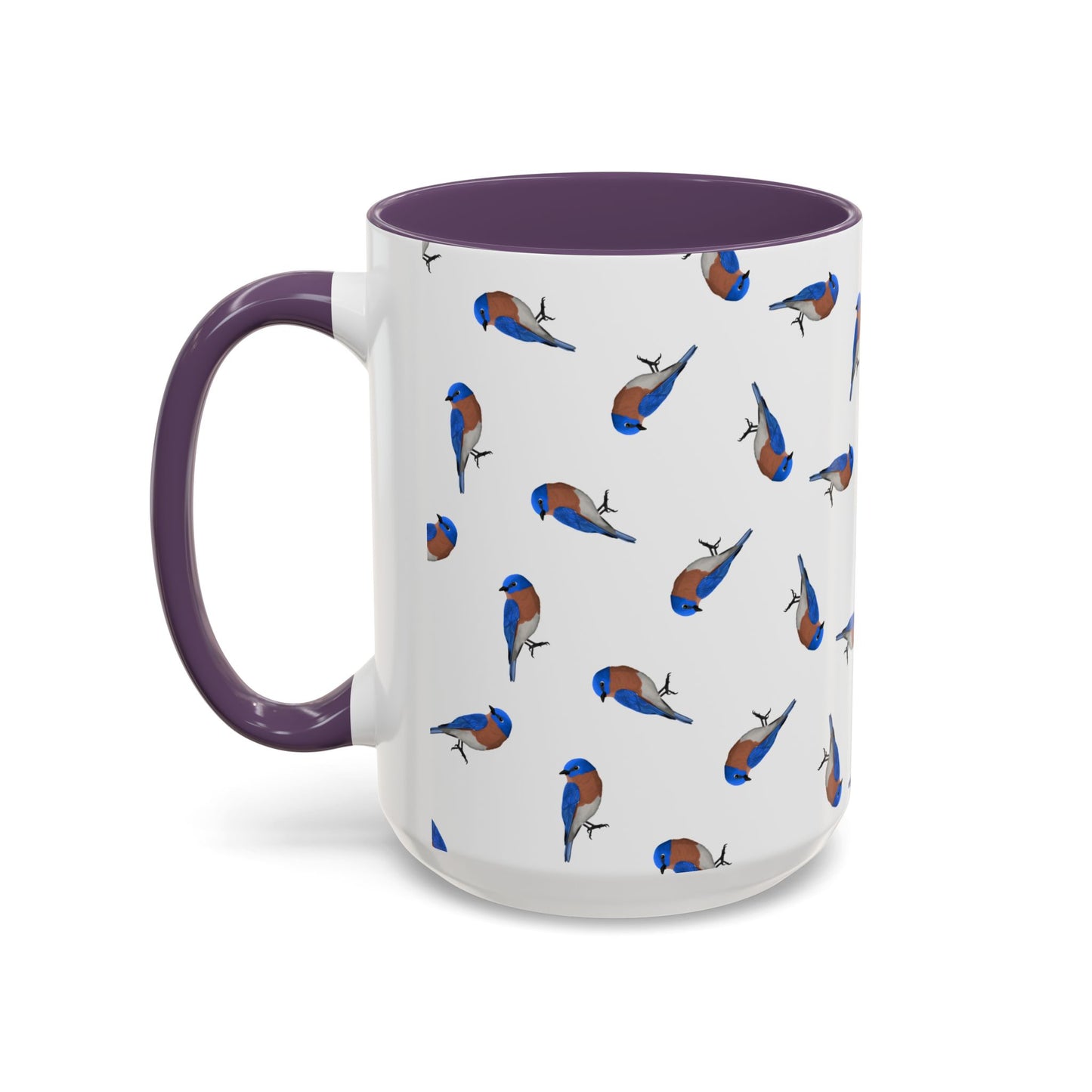 Bluebird All-Over Pattern Accent Mug | Colorful Bird Lover Gift for Birdwatchers