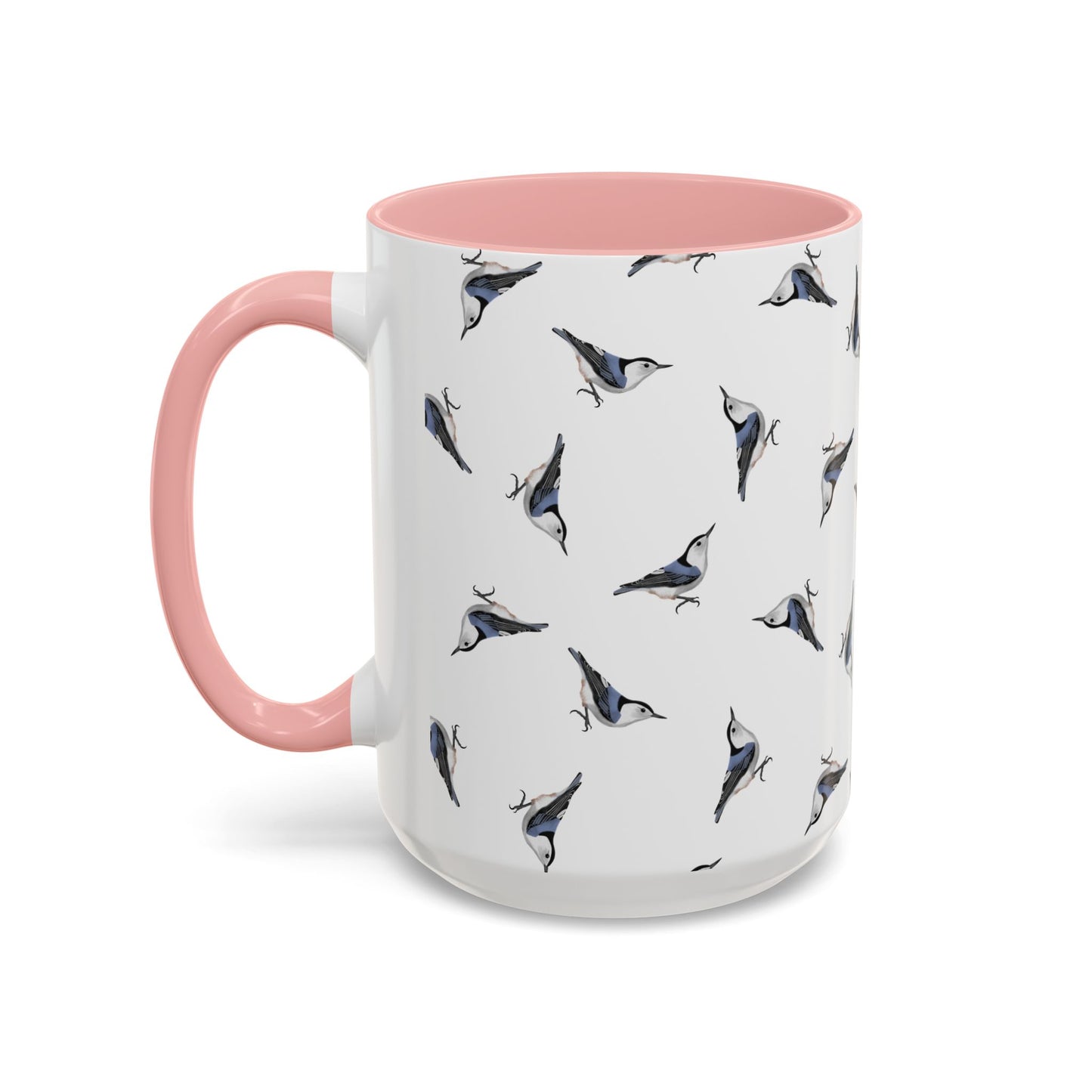 Nuthatch All-Over Pattern Accent Mug | Colorful Bird Lover Gift for Birdwatchers