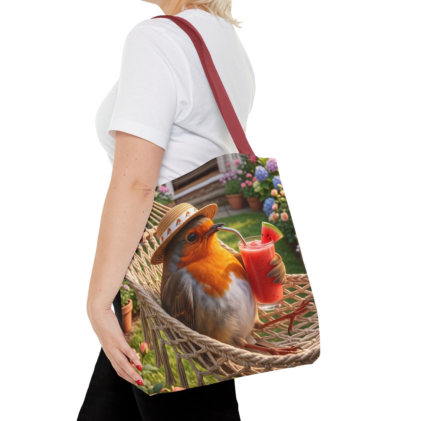 Robin Rosi Hammock and Smoothie Tote Bag - Summer Backyard Bird Watcher Gift