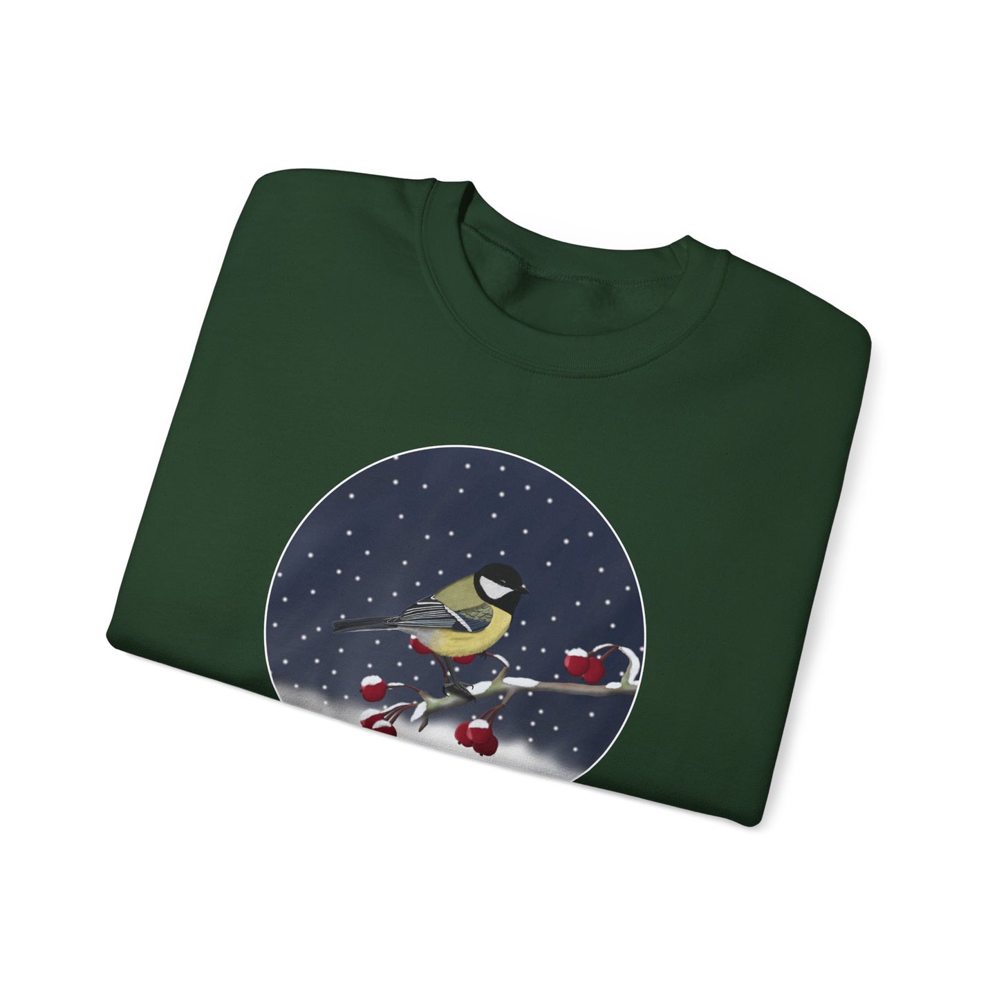 Chickadee on a Winter Branch Christmas Bird Sweatshirt