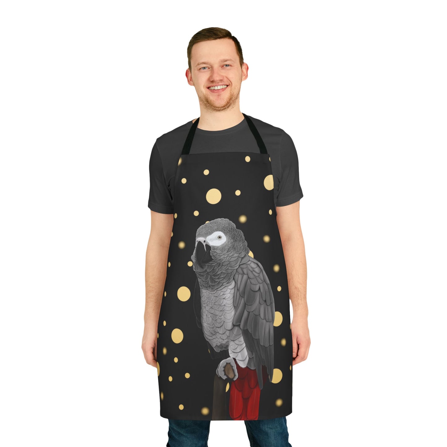 Grey Parrot Golden Dots Birdlover Bird Art Apron Black