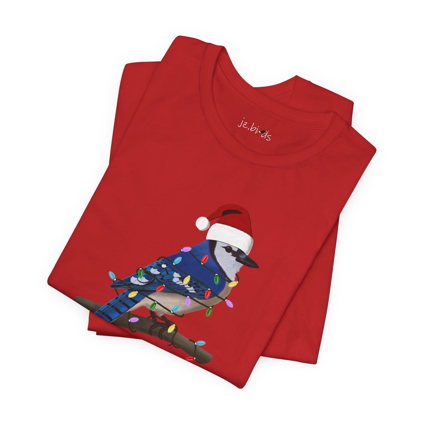 Blue Jay with Fairy Lights Christmas Bird T-Shirt