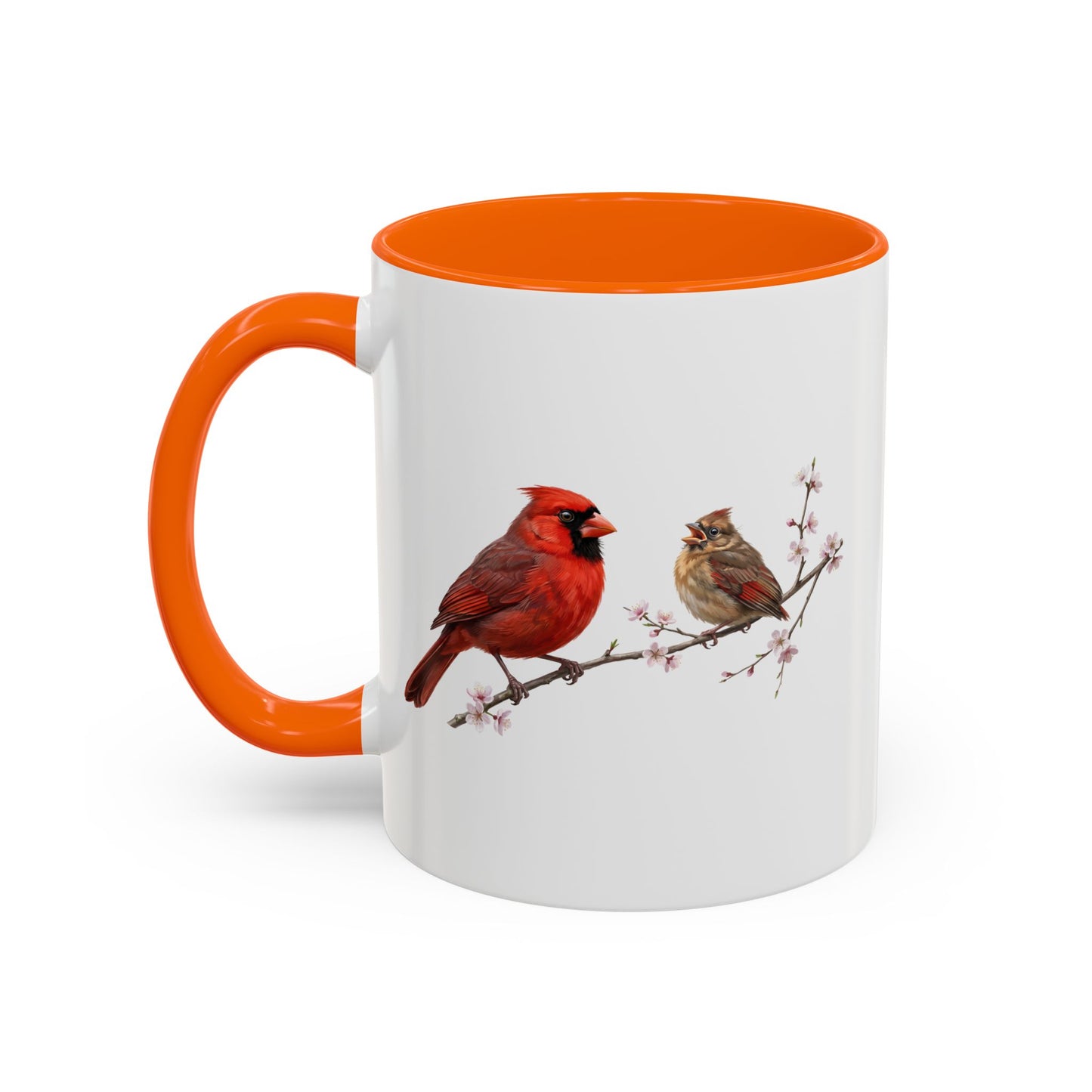 Northern Cardinal & Fledgling Two-Tone Mug | Spring Bird Lover Gift