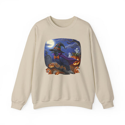 Black Raven Halloween Bird Sweatshirt - Spooky Halloween Costume for Bird Lovers