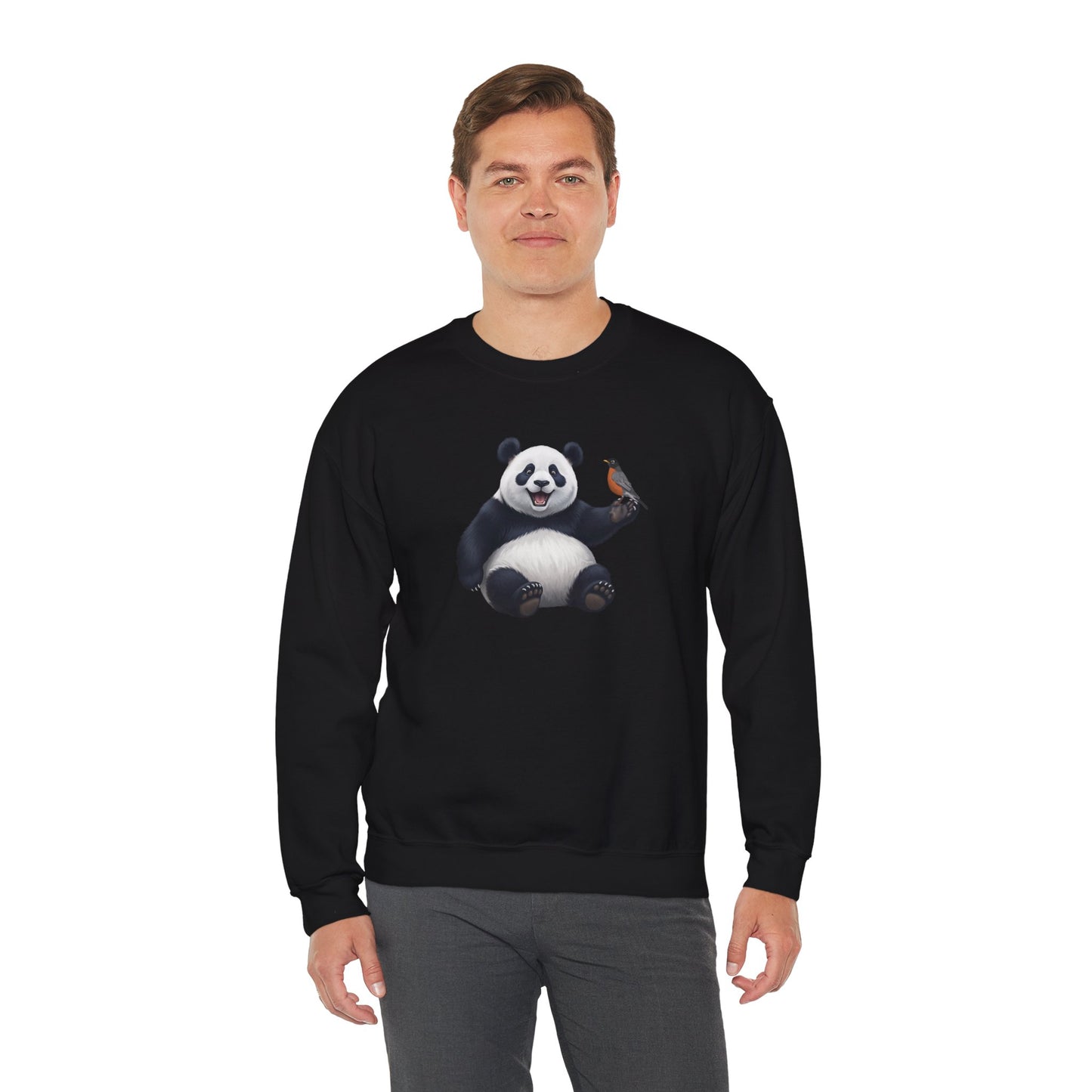 Panda Bear with an American Robin Sweatshirt Bird & Animal Lover