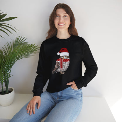 Owl with Christmas Hat Bird Birdwatcher Sweatshirt