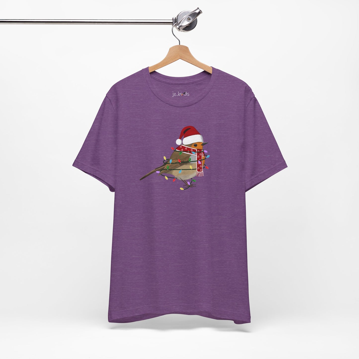 European Robin with Fairy Lights Christmas Bird T-Shirt