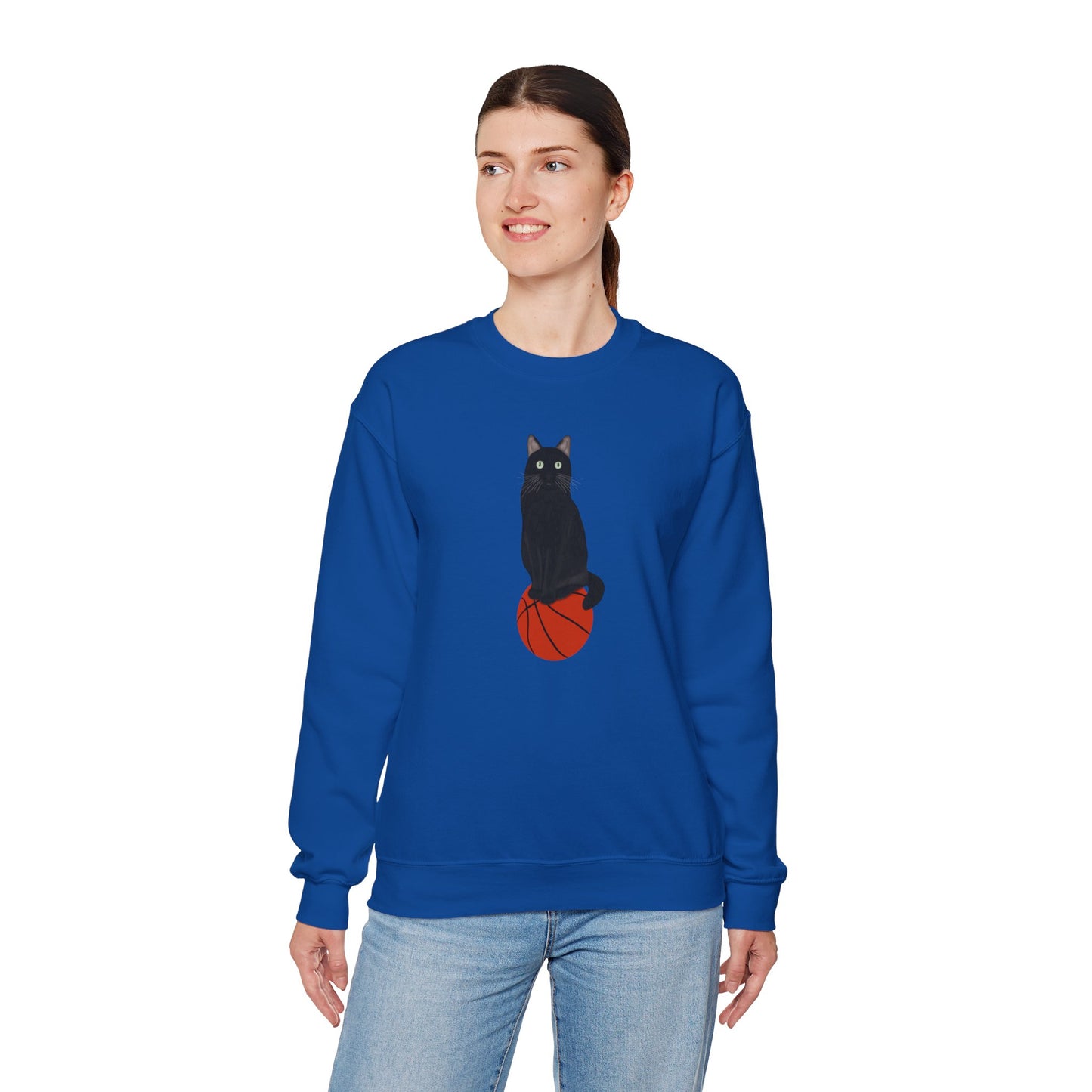 Black Cat with Basketball Cat Lover Sweatshirt