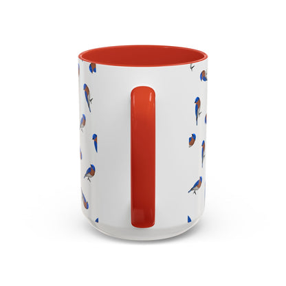Bluebird All-Over Pattern Accent Mug | Colorful Bird Lover Gift for Birdwatchers