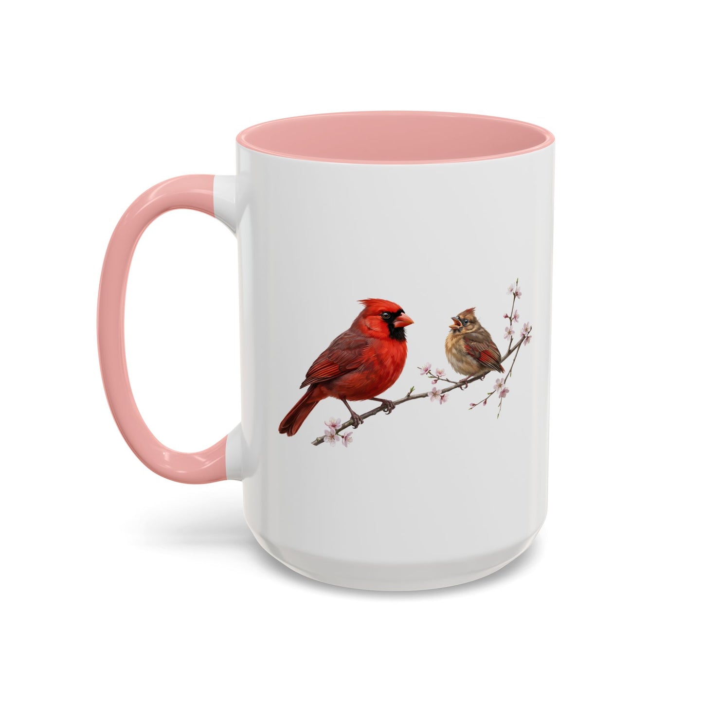 Northern Cardinal & Fledgling Two-Tone Mug | Spring Bird Lover Gift