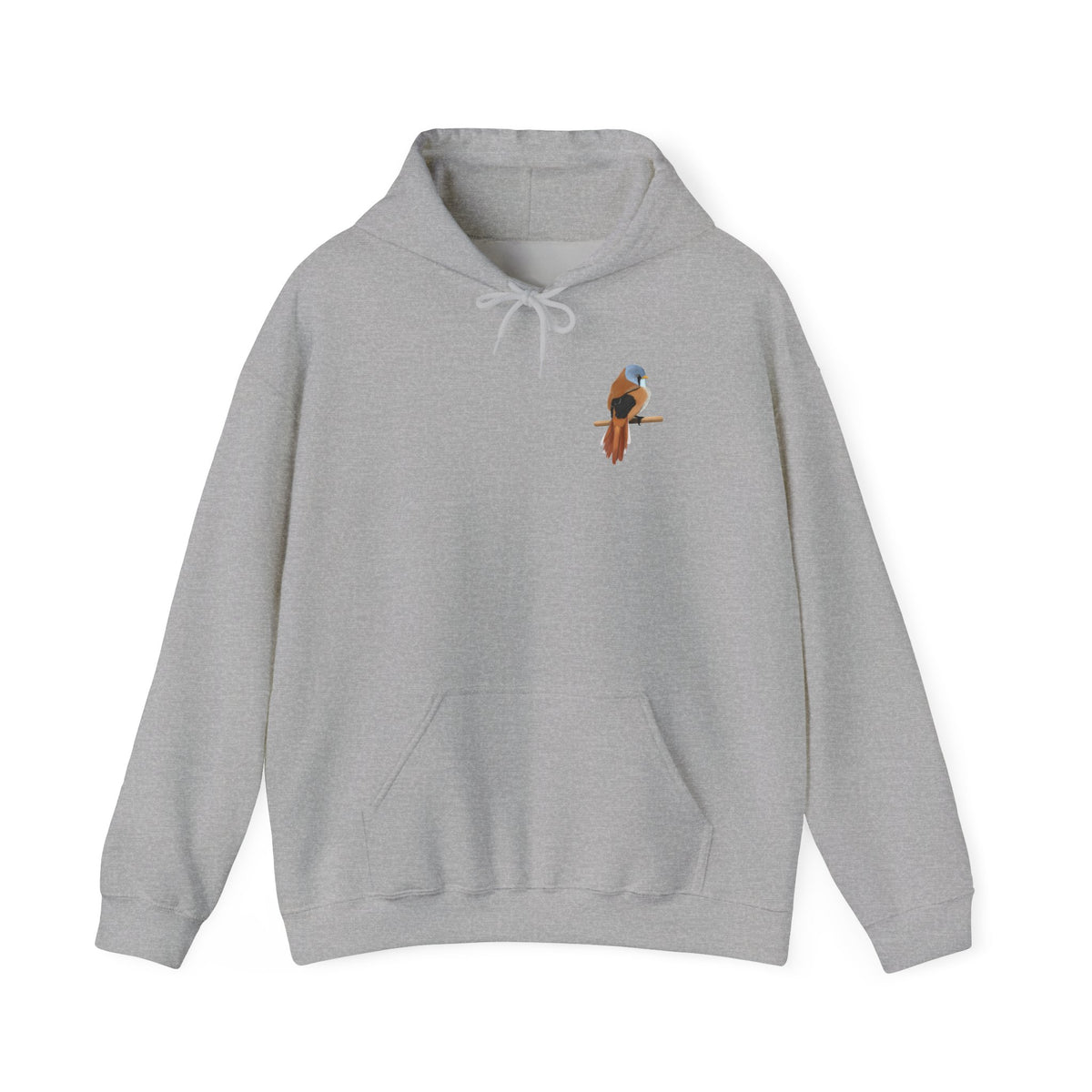 Bartmeise Hoodie – Minimalistischer Kapuzenpullover mit Brustmotiv für Vogelfreunde