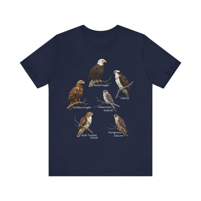 North American Raptors Shirt – Bald Eagle, Hawk, Osprey & Falcon Field Guide