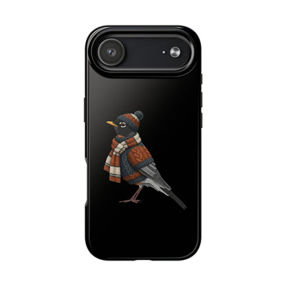 アメリカンロビンの鳥のアートが描かれた二層式iPhoneケース - 鳥類学者や鳥愛好家へのプレゼントに最適