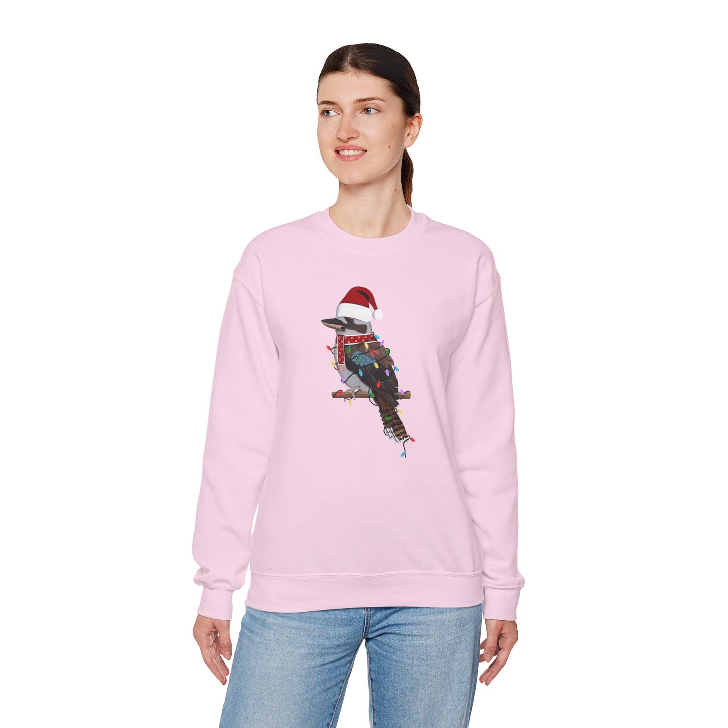 Kookaburra with Fairy Lights Santa Claus Christmas Bird Sweatshirt