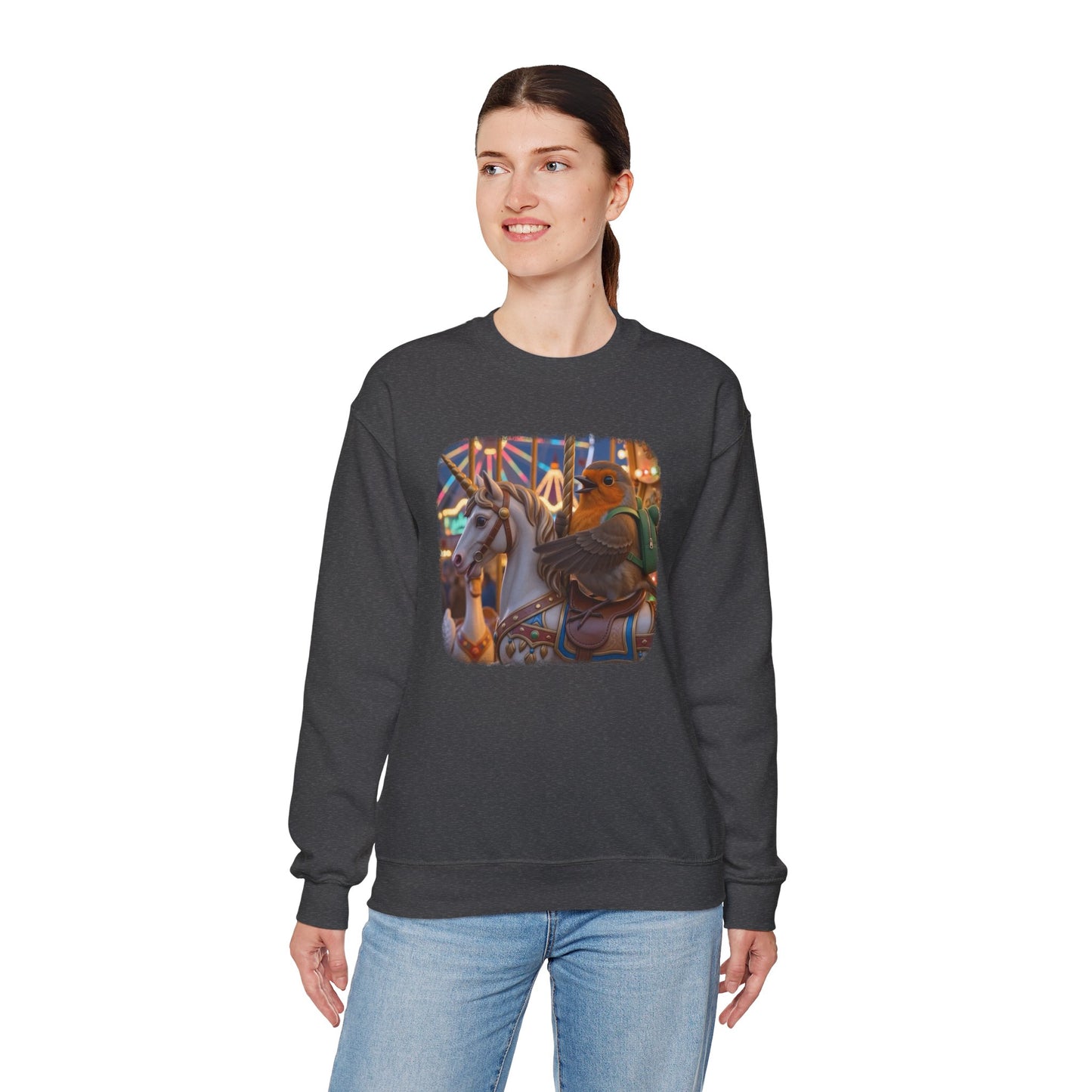 Robin Rosi Unicorn Carousel Premium Sweatshirt for Bird Lovers