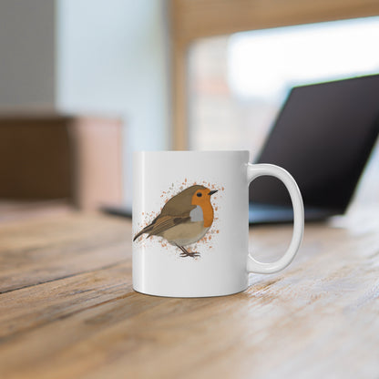 Robin Bird Ceramic Mug 11oz White - jz.birds