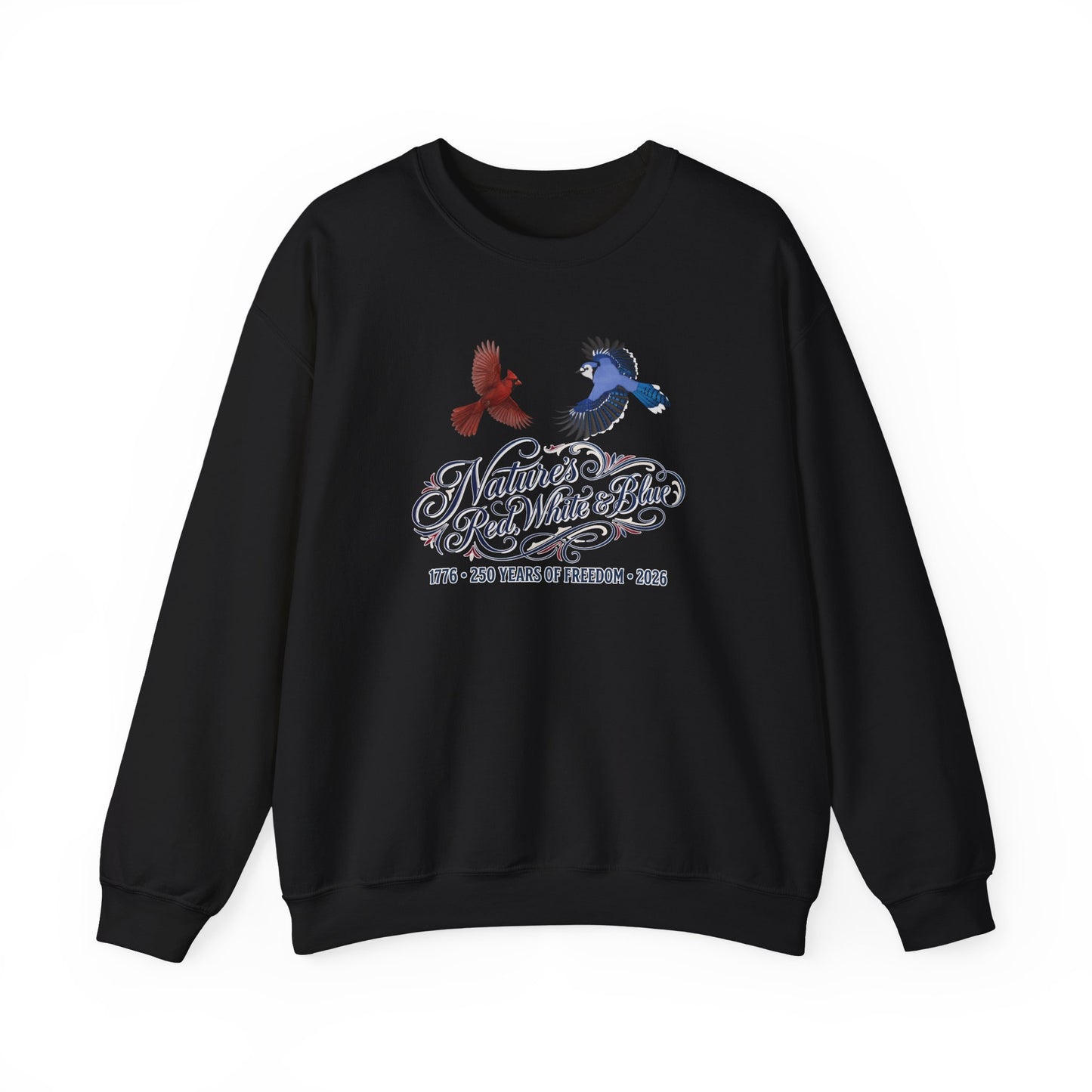 Blue Jay & Cardinal Patriotic Sweatshirt | Nature's Red, White America 250 – Animal Lover Gift,