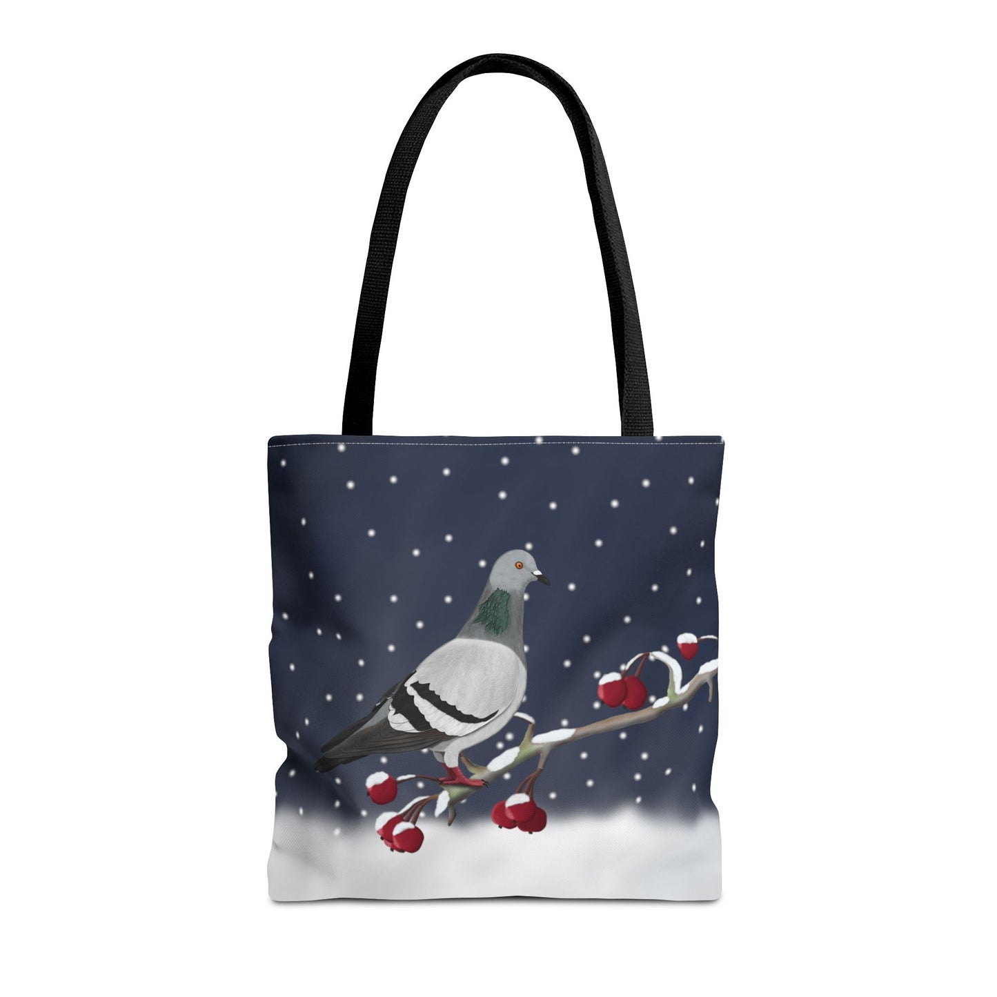 Pigeon on a Winter Branch Christmas Bird Tote Bag 16"x16"