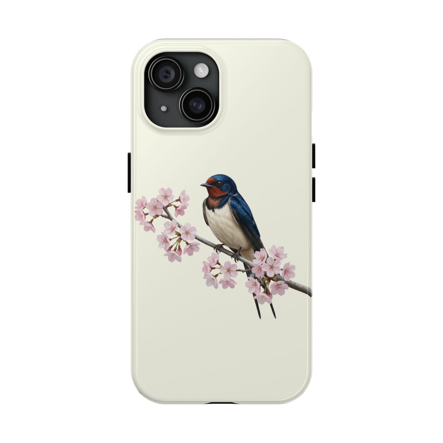 Barn Swallow & Cherry Blossom Tough iPhone Case Creamy White