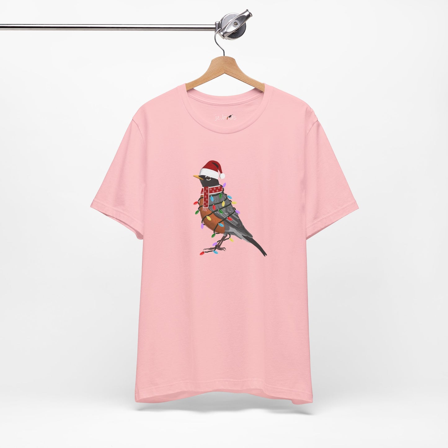 Robin with Fairy Lights Christmas Bird T-Shirt