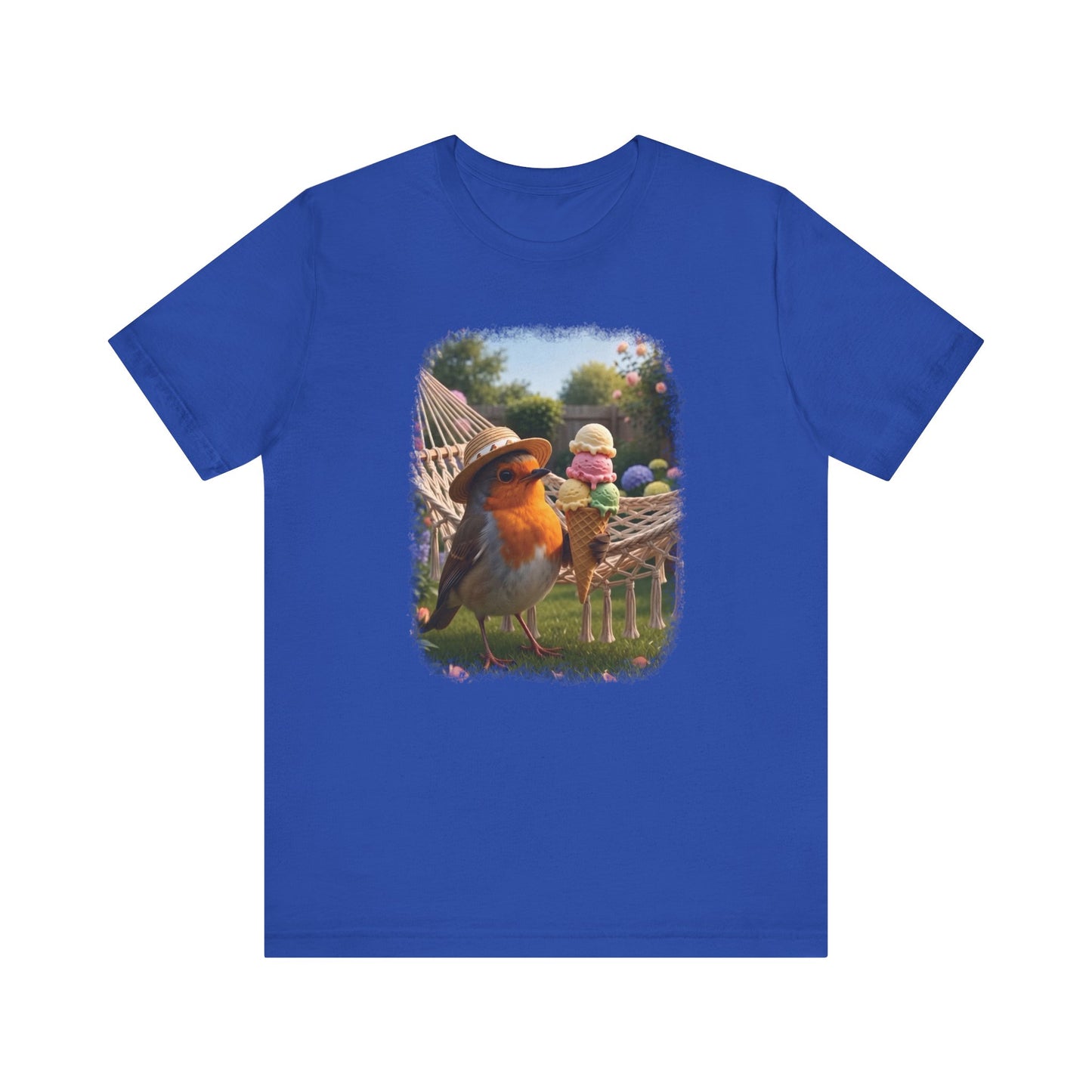 Robin Rosi Ice Cream in the Garden Premium T-Shirt for Bird Lovers