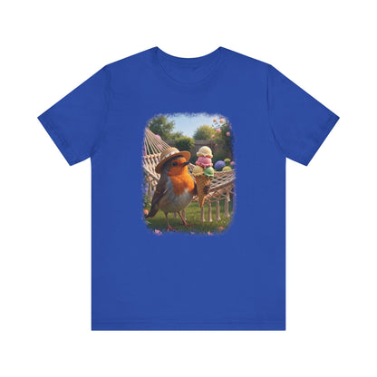 Robin Rosi Ice Cream in the Garden Premium T-Shirt for Bird Lovers