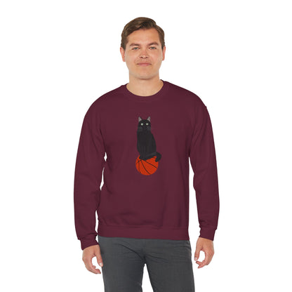 Black Cat with Basketball Cat Lover Sweatshirt