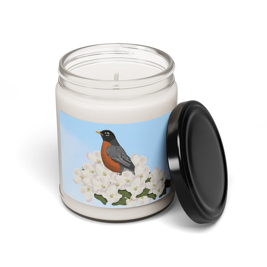 Robin Bird Art Scented Soy Candle, 9oz