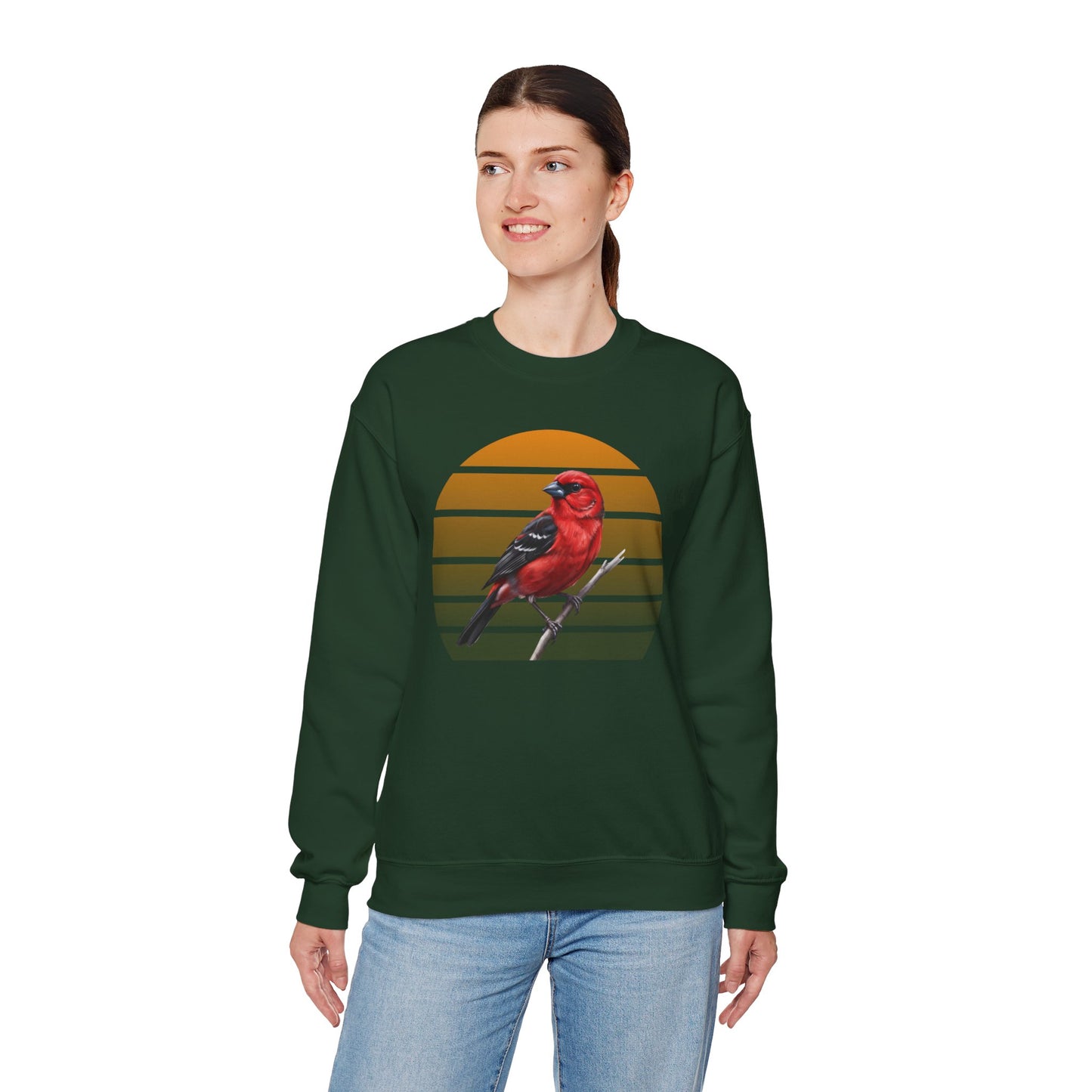 Scarlet Tanager Sweatshirt | Bird Watcher Crewneck | Unisex Songbird Gift for Bird Lovers