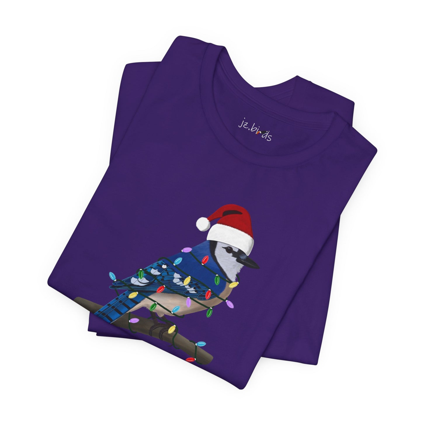 Blue Jay with Fairy Lights Christmas Bird T-Shirt