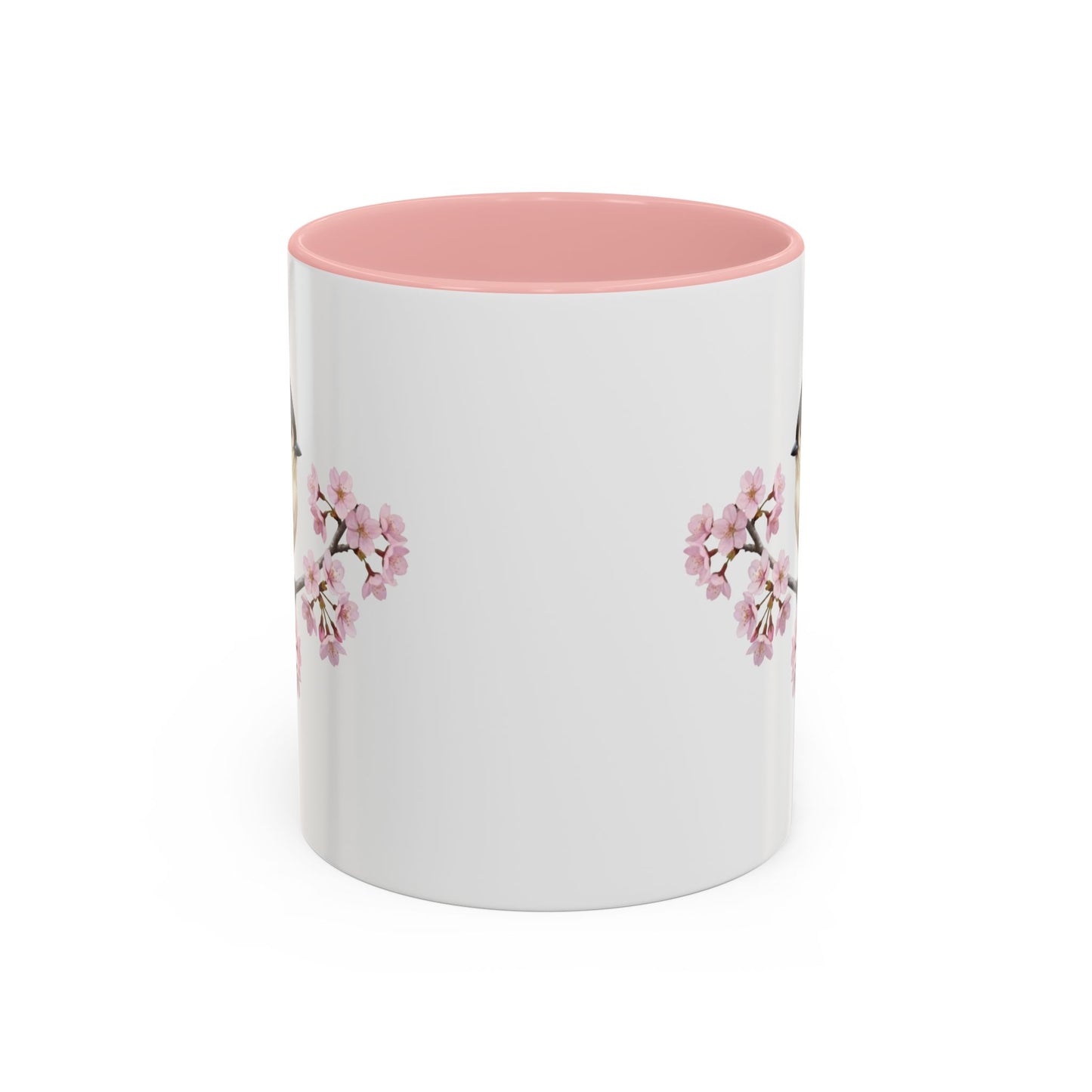 Tufted Titmouse Cherry Blossom Mug | Pink Ceramic Coffee Cup for Bird Lovers